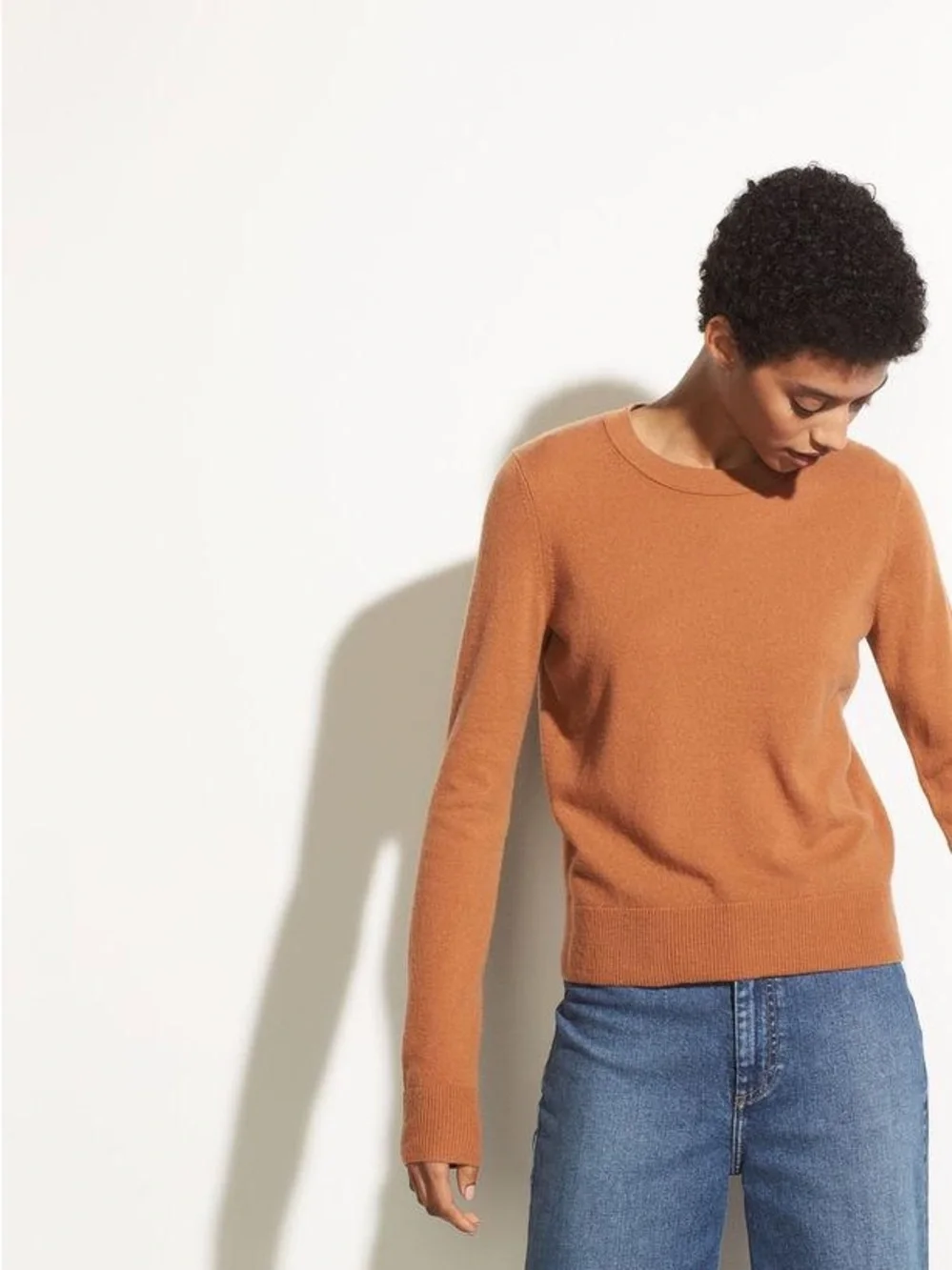 NWT Vince Overlay Crew 100% Cashmere Sweater Light Copper XS